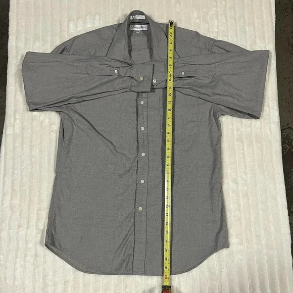 Vintage Christian Dior Chemise Button Up Shirt Gray Check Collar 15.5 Neck 34/35 - Picture 2 of 8